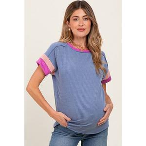 Топ с коротким рукавом для беременных с ребристой вставкой Pinkblush, Blue