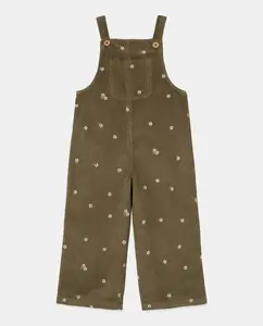 Вельветовый комбинезон с вышивкой для девочки с принтом по всей поверхности Kids El Corte Inglés, зеленый