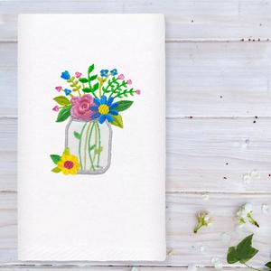 Linum Домашний текстиль Букет в стиле кантри с вышивкой Роскошное турецкое хлопковое полотенце для рук, белый