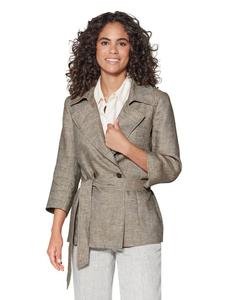 MADELEINE Льняной пальто с поясом и рукавами 3/4, цвет ириска/меланж