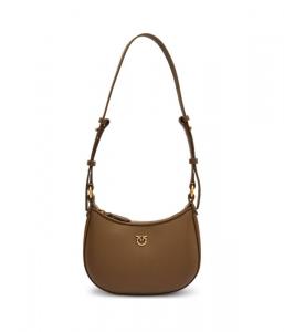 Кожаная сумка через плечо полумесяц, малышка Pinko, серый