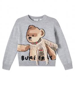 Толстовка из шерсти Thomas Bear Burberry Kids, Light Grey Melange