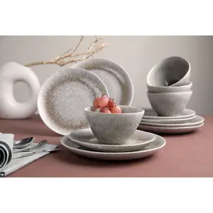 Столовый сервиз LeGer Home by Lena Gercke «современный набор посуды LeGer, сервиз Talitha», (набор, 12 предметов), высокая прочность, можно мыть в посудомоечной машине и использовать в микроволновой печи, серый