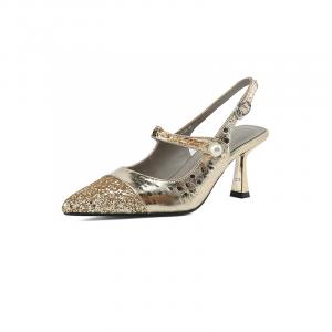 Туфли-лодочки на тонком каблуке 7 см Echo&yolo, серебристые