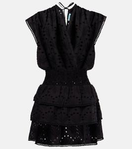 Джинсовое плиссированное мини-платье из хлопка Melissa Odabash, черный