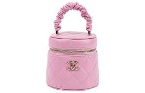 CHANEL Бархатная цилиндрическая сумочка косметичка малого размера для женщин розовая