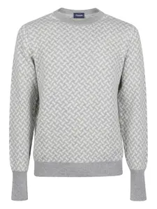 Свитер с круглым вырезом и узором Drumohr, серый