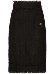 Dolce & Gabbana юбка миди из твида с DG-бляшкой, черный
