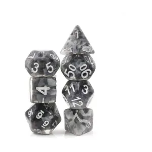 Набор Poly — Snowy Crystal с белым (7), Dice Sets - Resin/Acrylic - Black, Grey, White, & Metallics (Foam Brain Games)