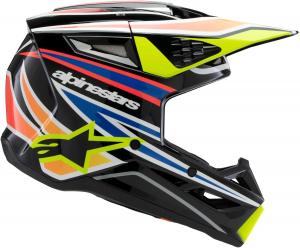 Детский шлем Alpinestars SM3 Deegan, стандарт ECE06/DOT, Black/Yellow Fluo/Blue Red Glossy
