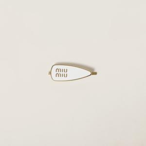 Металлическая заколка для волос с эмалью MIU MIU, белый