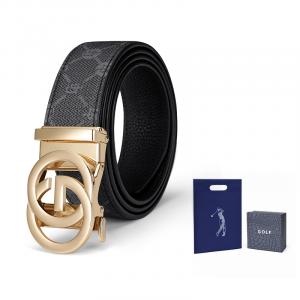 GOLF Ремень из натуральной кожи с автоматической пряжкой, Gold Style 3 (Gift Box Set)