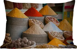 Подушка для улицы - Травы - Глина - Специи - Желтый - Коричневый - 60 x 40 см - Устойчива к погодным условиям - Подушка для отдыха - Декоративная подушка - Подушка для дома MuchoWow