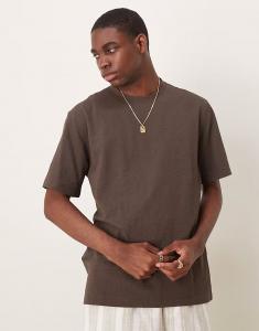 Футболка Mango прямого кроя из ткани сирсакер коричневого цвета