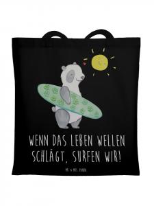 Mr. & Mrs. Panda Холщовая сумка Summer Waves Surf с надписью черного цвета