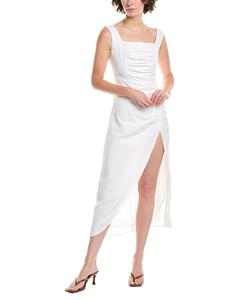 JL LUXE Платье макси из льняной смеси, белый