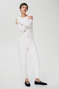 Прямые укороченные джинсы H&M, белый