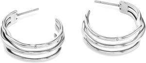 Женские серьги-кольца Calvin Klein Wavy из нержавеющей стали. Элегантные украшения. Идеальный подарок для любого случая. Дизайнерская одежда., Silver