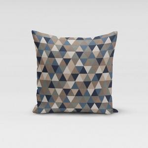 КРАСИВАЯ ЖИЗНЬ. Чехол на подушку полупанама под лен треугольники сине-серый размер 70х70см (ВхШ) размер 70х70см (ВхШ) Schöner-Leben