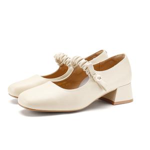 FOXER Туфли Мэри Джейн женские бежево-абрикосовые