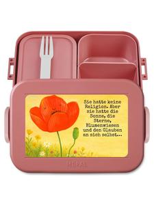 Mr. & Mrs. Panda Дизайн бенто-бокса: мак в цветке с надписью, пастельно-красный цвет