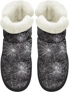 Мини-снежные ботинки для женщин, с противоскользящей подошвой, на меху, теплые ботильоны, зимняя обувь для дома и улицы, размеры США 4,5-12 Chririnla, Black Spider Web