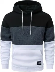 Осенне-зимняя худи с капюшоном в спортивном стиле и карманами в технике пэчворк