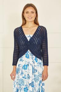 Хлопковое крученое болеро крючком Yumi, синий