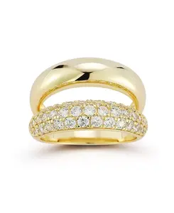 Кольцо с двойным куполом из стерлингового серебра с покрытием из 14-каратного золота Rachel Zoe, gold