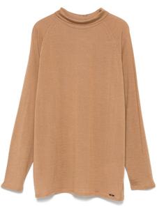 Kiton свитер с ажурной отделкой, коричневый