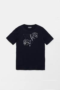 Детская хлопковая футболка Guess, темно-синий