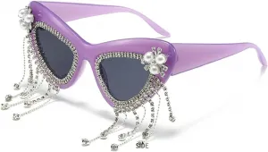 Солнцезащитные очки Melrose Rinestone, стильные очки «кошачий глаз» для женщин, модные летние очки с защитой от УФ-излучения UV400, модель 7320, Purple