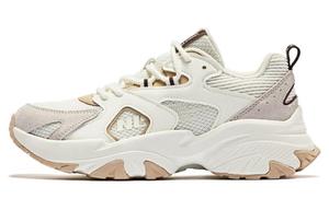 Абразивоустойчивые влагоотводящие увеличивающие рост низкие повседневные кроссовки женские бело-коричневые QIAODAN