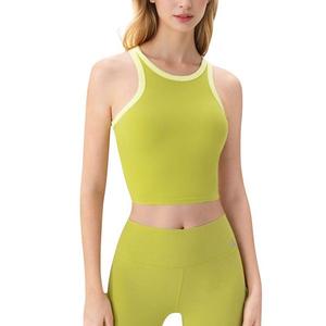 Женский топ-кроп с контрастной отделкой и высоким воротом Anna-Kaci, Green