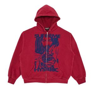 Толстовка Supreme x HYSTERIC GLAMOUR Thermal Lined Zip Up Hooded Sweatshirt, Washed Red