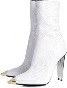 Женские модные ботильоны FSJ с заклепками, заостренный носок, на голенище, высокий каблук-шпилька, молния сзади, повседневная обувь для прогулок, размеры US 4-15, White