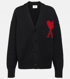Кардиган Ami De Cœur из шерсти Ami Paris, Black Red