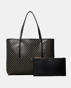 Маленькая сумка-тоут с монограммой Calvin Klein, черный