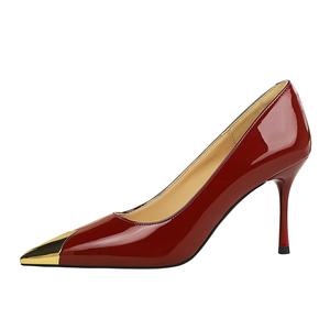 QITUMAUL Тонкие каблуки женские туфли на шпильке - бордовые, цвет Burgundy[Heel Height 8.5cm]