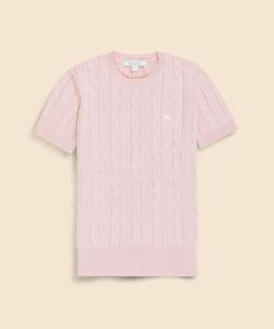 Свитер с коротким рукавом из хлопка Supima с логотипом GF и узором «косичка».