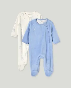 Набор из 2 длинных комбинезонов Thin and Thick с жирафами для малыша Cotton Juice, синий