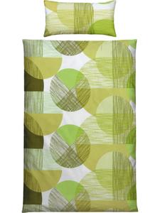 Тонкое фланелевое постельное белье зеленого цвета Erwin Müller, 155 x 220 + 80 x 80 см