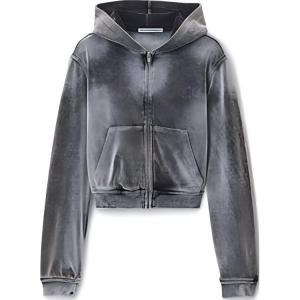 T By Shrunken Zip Up Jacket Washed Feather Alexander Wang, серый