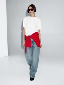 Футболка с коротким рукавом и декоративным швом сзади Massimo Dutti, белый