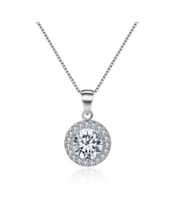 Ожерелье с подвеской из круглого кристалла-ореола Hollywood Sensation, silver