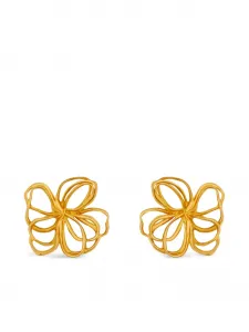 Серьги в форме цветов Oscar De La Renta, золотистый