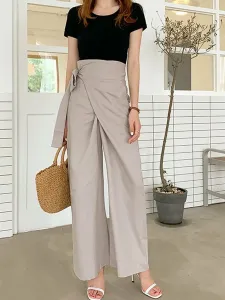 Женские брюки с высокой талией и широкими штанинами Doux Belle, цвет Apricot