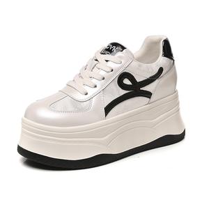 Низкие повседневные туфли женские QITUMAUL, Black[Platform Height: 8Cm]