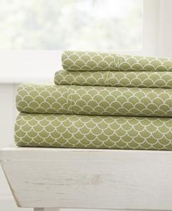 Комплект постельного белья Farmhouse Chic Premium Ultra Soft Pattern из 4 предметов, размер California King Ienjoy Home, цвет sage scallops