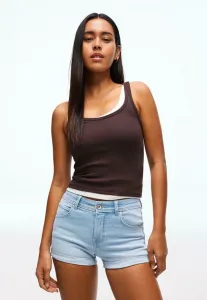 Джинсовые шорты с подворачивающимися штанинами Bershka, Light Blue